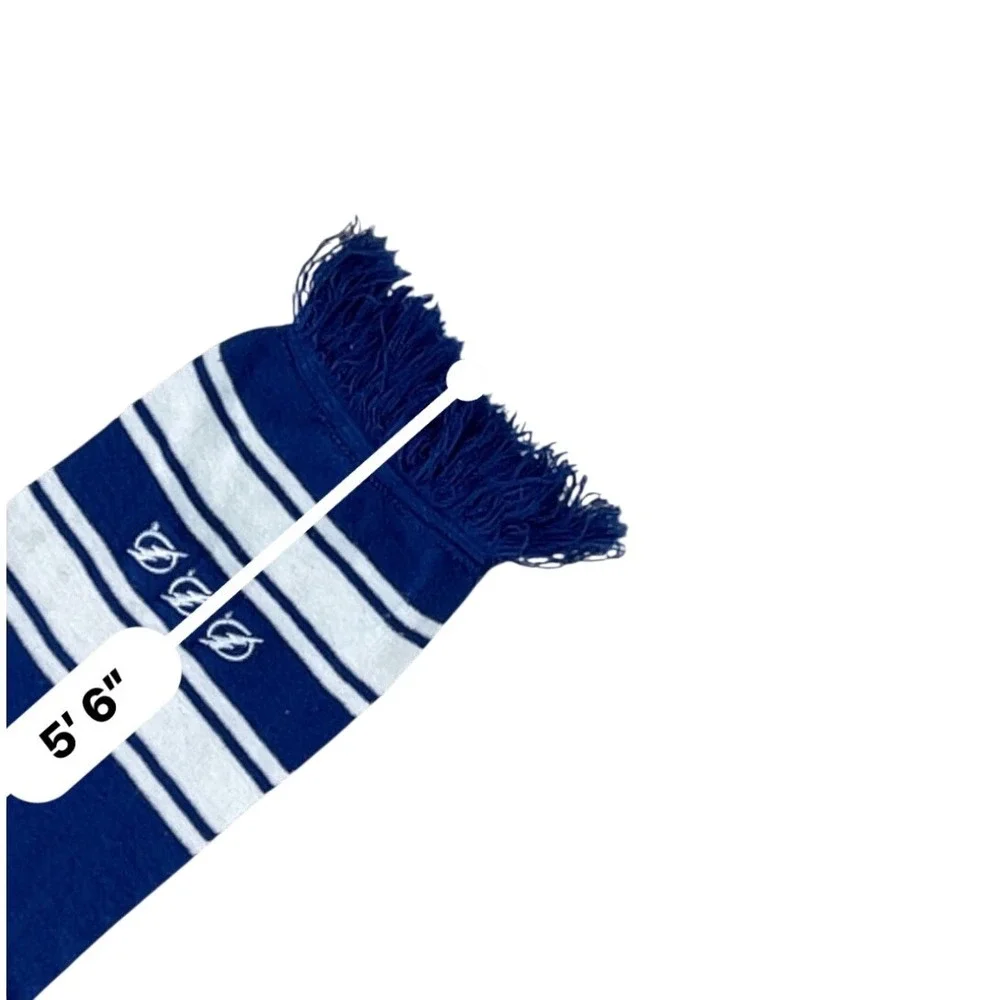 Tampa Bay Lightning Retro NHL Gameday Knit Scarf Embroidered Logo Fringe HitWear